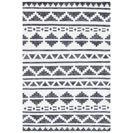 Safavieh 5 x 8 ft. Kilim Flat Weave Rectangle Area Rug Black & Ivory KLM447Z-5